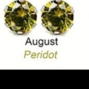 Stainless steel peridot cubic zirconia earrings silver  august  birth stone